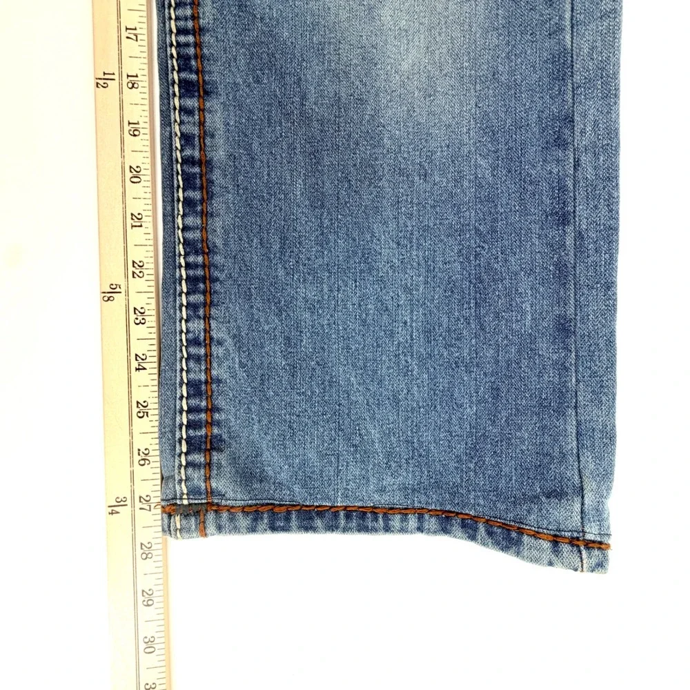 True Religion Ricky Super T Jeans Mens 40 Blue Good Altered Hem Straight Leg